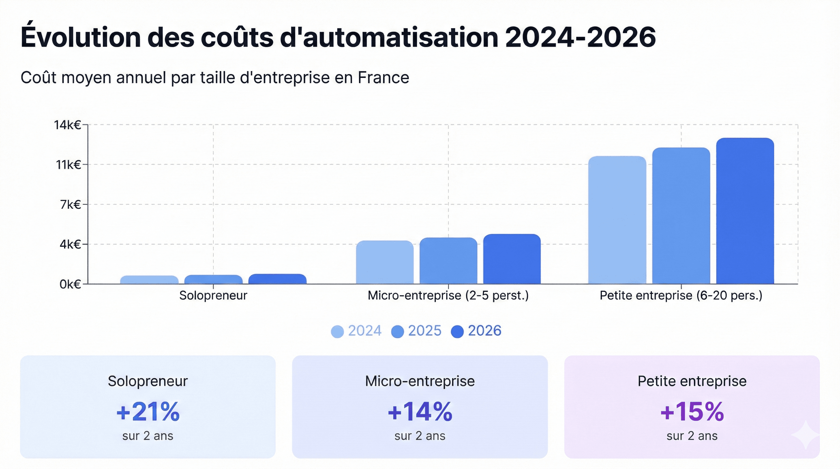 Benchmark TPE 2026 : évolution des coût des automatisations pour les entreprises en France